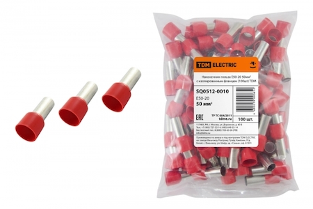 TDM ELECTRIC SQ0512-0010 Наконечник-гильза Е50-20 50мм2 с изолированным фланцем (100шт) TDM